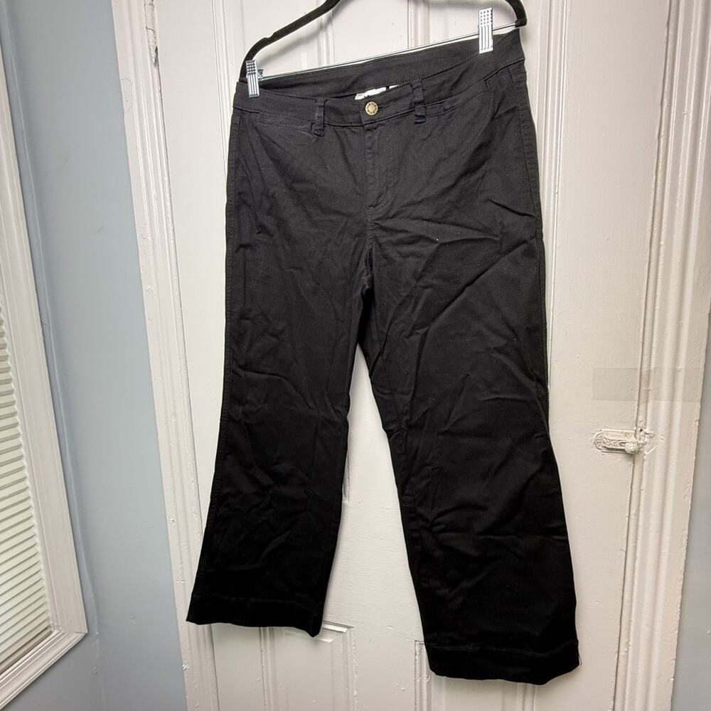 Belle by Kim Gravel TripleLuxe Twill Mini Pocket Trouser Black Petite 12 NWOT